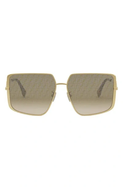 Fendi Diamonds 59mm Gradient Geometric Sunglasses In Shiny Endura Gold/brown