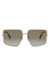 Fendi Diamonds 59mm Gradient Geometric Sunglasses In Shiny Rose Gold/green