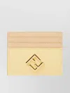 Fendi Yellow And Beige Leather Flat Card Holder