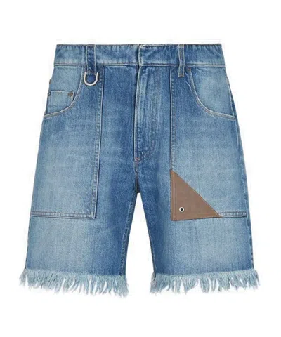FENDI FENDI LOGO-PATCH DENIM SHORTS