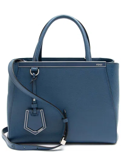 Fendi Dnu  Blue Leather Petite 2jours Tote (authentic Pre-loved)