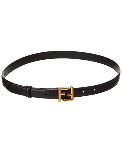 Fendi Dnu  Ff Buckle Leather Belt In Black