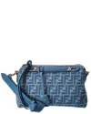 Fendi Dnu Inv Endi By The Way Selleria Medium Ff Jacquard & Leather Shoulder Bag In Blue