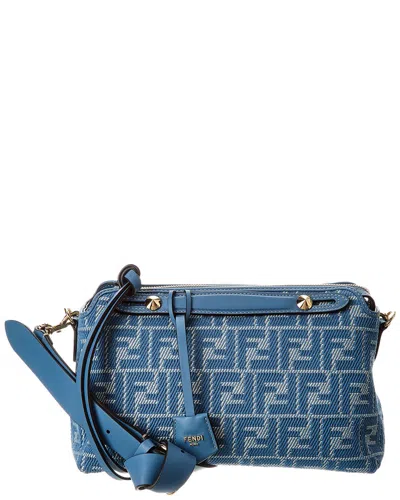 Fendi Dnu Inv Endi By The Way Selleria Medium Ff Jacquard & Leather Shoulder Bag In Blue