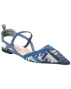 Fendi Dnu Inv  Colibri Lite Mesh & Leather Slingback Flat In Blue