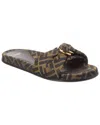 Fendi Ff Jacquard Flat Slides In Brown