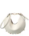 Fendi Dnu Inv  Graphy Mini Leather Hobo Bag In White