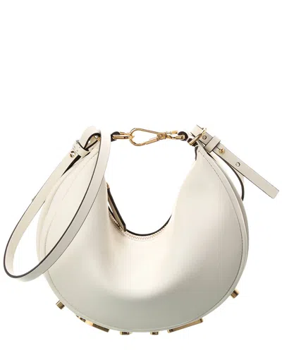 Fendi Dnu Inv  Graphy Mini Leather Hobo Bag In White
