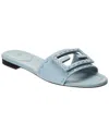 Fendi Leather Slides Buckle Detail Flat Sole In Blue