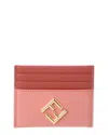Fendi Dnu Inv  Ff Diamonds Leather Card Holder In Pink