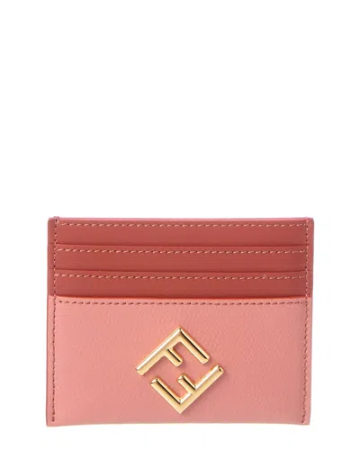 Fendi Dnu Inv  Ff Diamonds Leather Card Holder In Pink