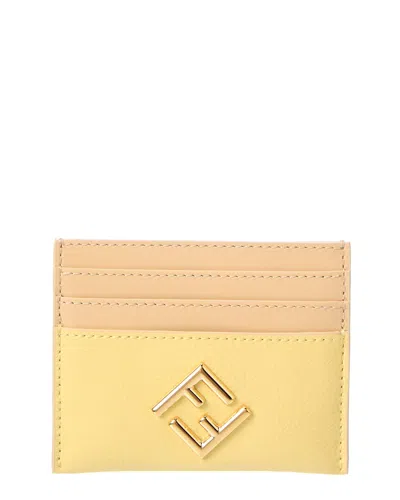 Fendi Ff Diamond Leather Card Case In Nude
