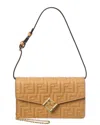 Fendi Ff Diamonds Leather Wallet On Chain In Brown