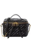 Fendi Women Vanity Leather Shoulder Bag With Ff Motif In Black