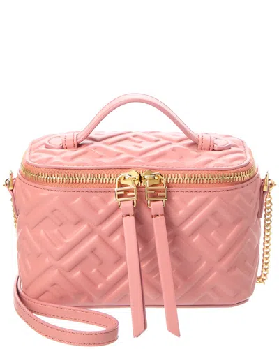 Fendi Ff Leather Cosmetic Case In Pink