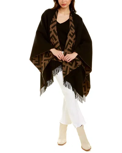 Fendi Dnu Inv  Ff Wool & Cashmere-blend Poncho In Brown
