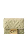 Fendi Micro Trifold Leather Wallet In Gold