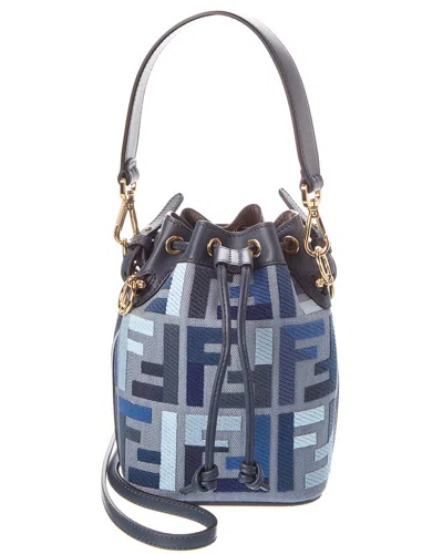FENDI DNU INV FENDI MON TRESOR MINI CANVAS & LEATHER BUCKET BAG