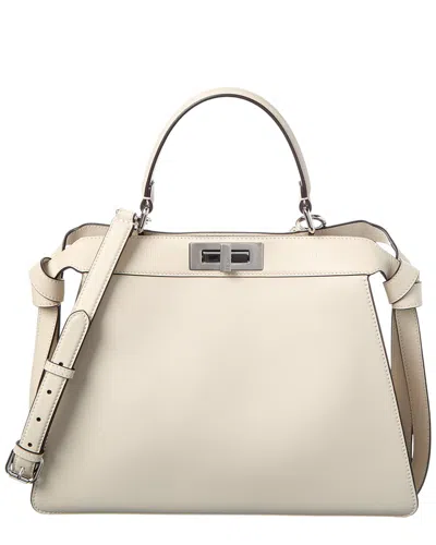 Fendi Dnu Inv  Peekaboo Iseeyou Medium Leather Tote In White