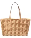 Fendi Dnu Inv  Roll Large Ff Raffia Tote In Sand