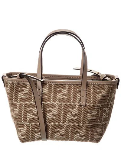 Fendi Dnu Inv  Roll Mini Ff Jacquard & Leather Tote