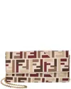 Fendi Ff Fabric Continental With Chain Pouch In Brown