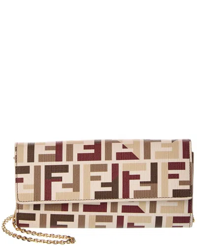 Fendi Dnu Inv  Roma Ff Wallet On Chain In Sand