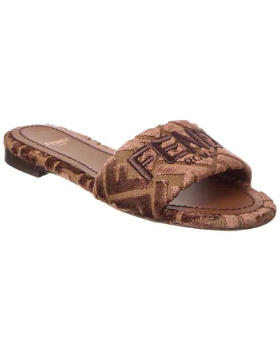 Fendi Dnu Inv  Sunshine Velvet Sandal In Brown