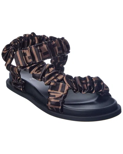 Fendi Dnu Pack  Feel Satin Sandal In Brown