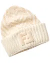 Fendi Soft Knitted Hat In Neutral