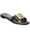 Fendi Ffold Leather Flat Sandals In Animal Print