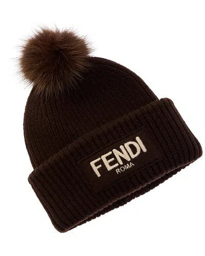 Fendi Dnu Pack  Wool Beanie In Brown