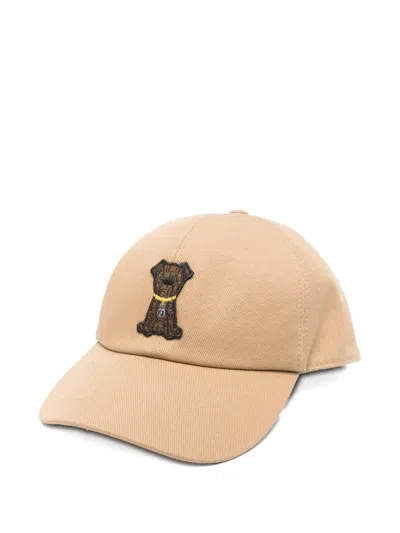 Fendi Dog-embroidery Baseball Cap In Brown