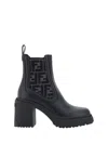 Fendi Women Domino Leather Boots In Black