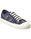 Fendi Low Top Denim Sneakers With Chenille Pattern