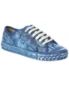 Fendi Frayed-denim Trainers In Blue