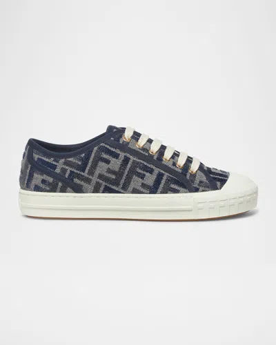 FENDI DOMINO FF CHENILLE JACQUARD LOW-TOP SNEAKERS