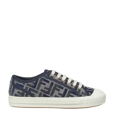 FENDI FENDI DOMINO FF DENIM LOW-TOP SNEAKERS