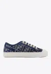 Fendi Low Top Denim Sneakers With Chenille Pattern In Blue