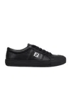 Fendi Domino Leather Low-top Sneakers In Black