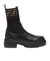 Fendi Domino Leather Ankle Boots In Black