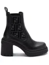 Fendi Women Domino Leather Boots In Black