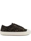 Fendi Low-top Sneakers With Monogram Pattern And Gold-tone Accents In Multi