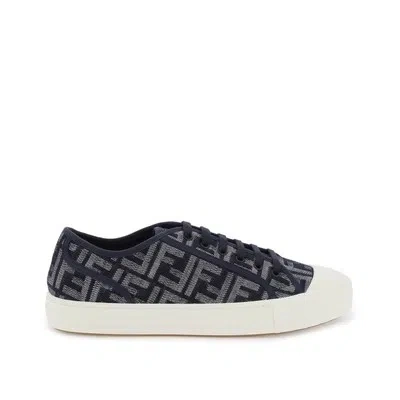 Pre-owned Fendi Domino Logo Sneakers In Blue