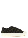 Fendi Women Embroidered Nylon Blend Dominio Sneakers In Black