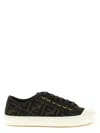 Fendi Women Embroidered Nylon Blend Dominio Sneakers In Black