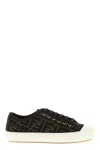 Fendi Women Embroidered Nylon Blend Dominio Sneakers In Black