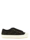 Fendi Women Embroidered Nylon Blend Dominio Sneakers In Black