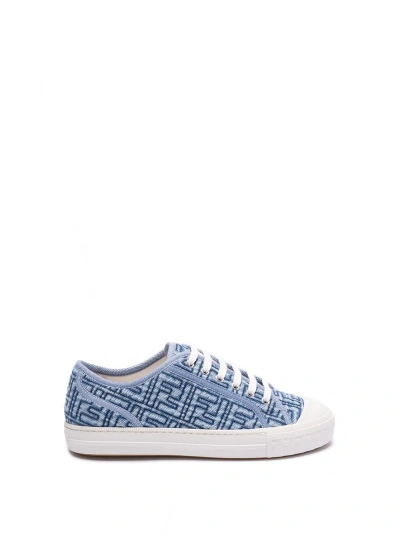 Fendi Domino Threaded Ff Pattern Sneakers In Blue