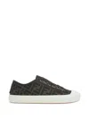 Fendi Low-top Sneakers With Monogram Pattern And Gold-tone Accents In Brown